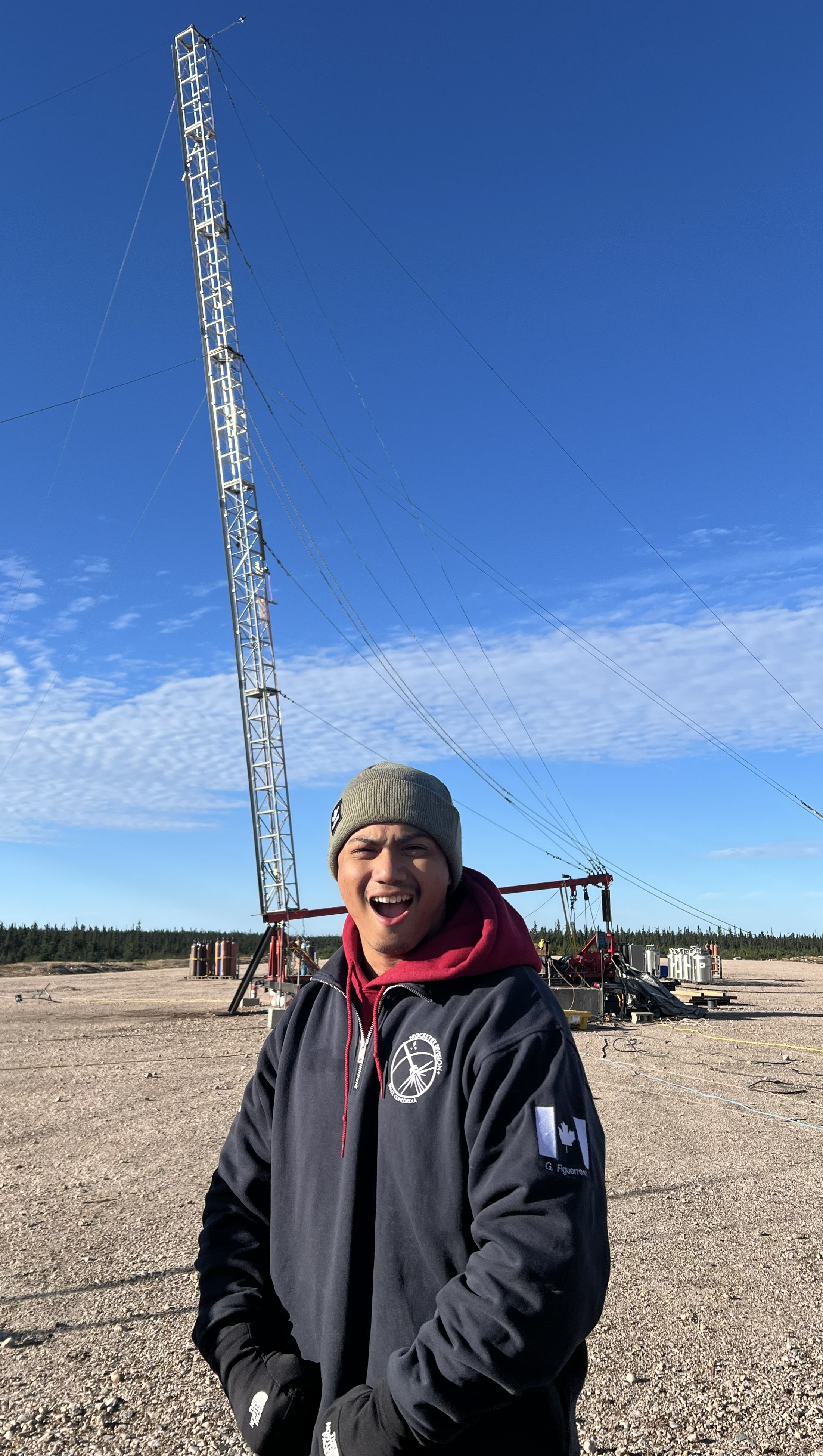 Bernardo Gerald III Figuerres at a launch site with the Starsailor tower in the background